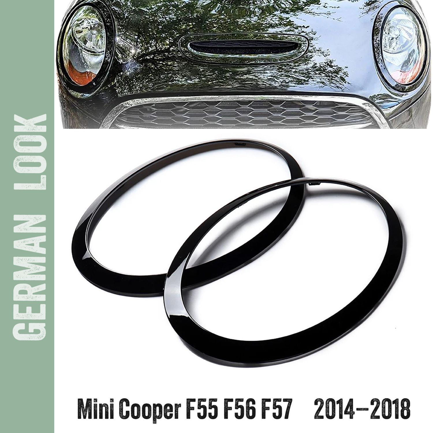 Anneaux de phares, noir brillant, pour Mini Cooper F55 / F56 / F57 (2014–2018)