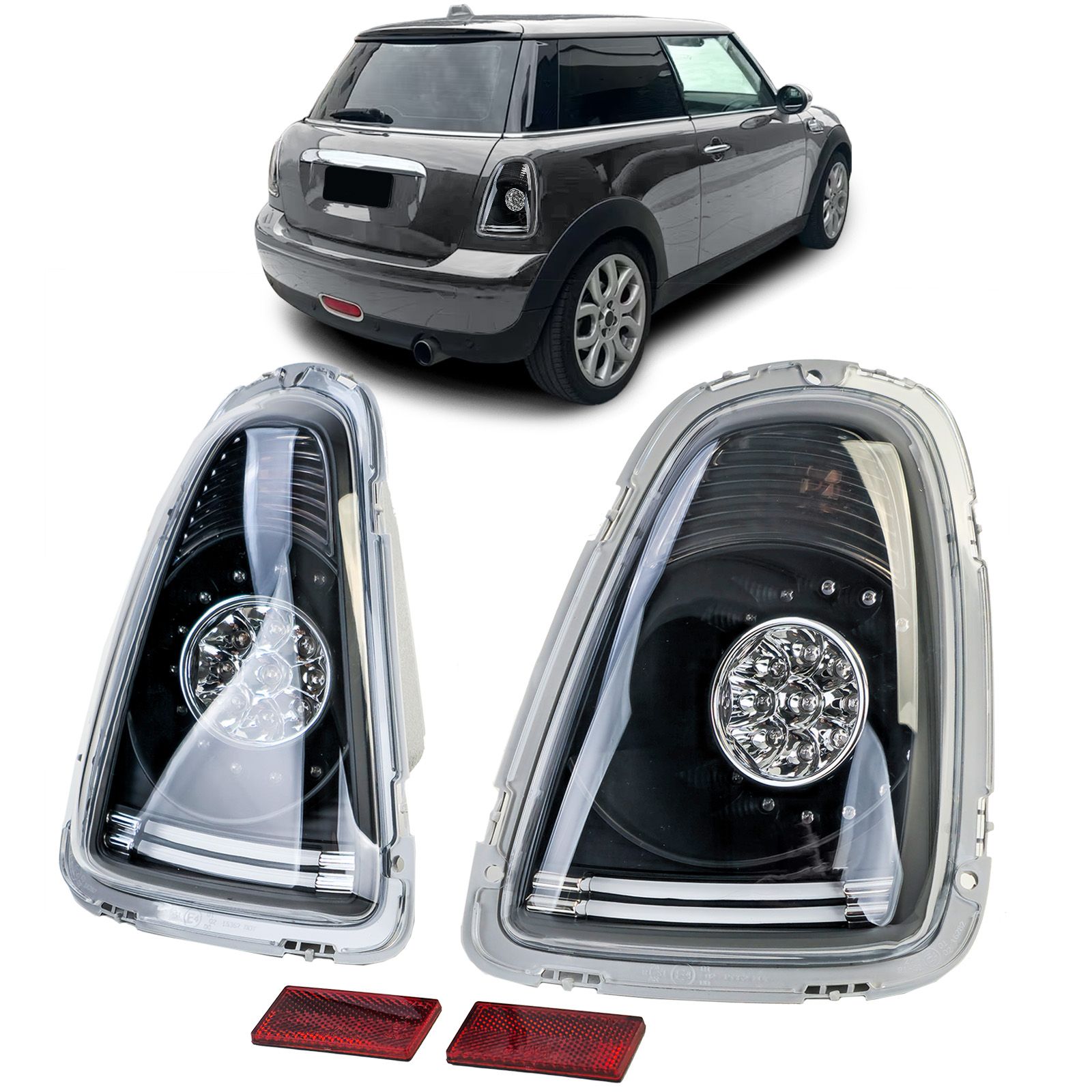 Feux arrière à LED en verre transparent noir pour Mini One Cooper R56 2006-2010