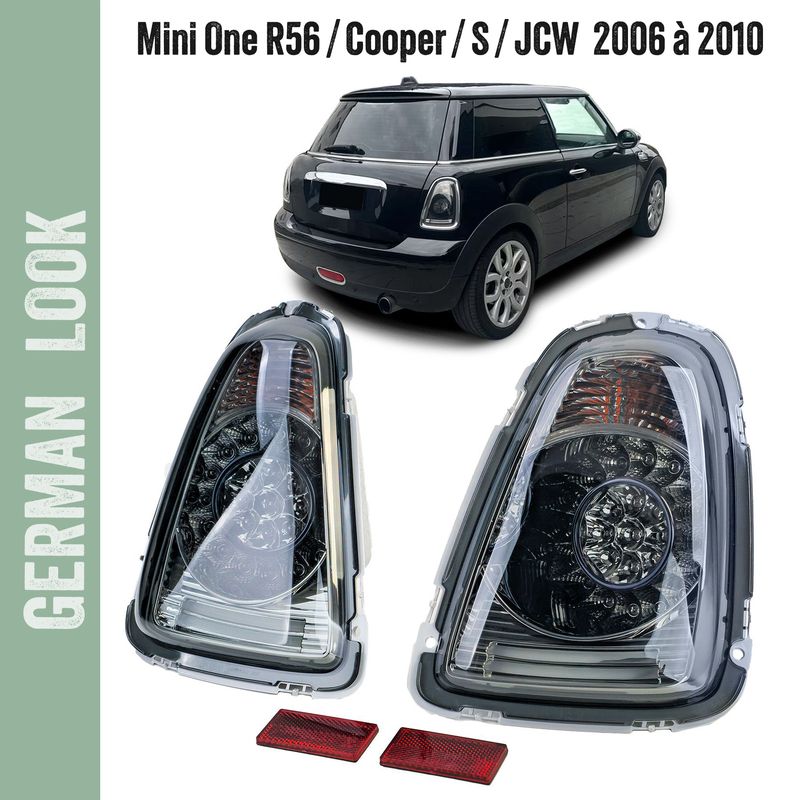 Feux arrière à LED en verre transparent noir fumé pour Mini One Cooper R56 2006-2010