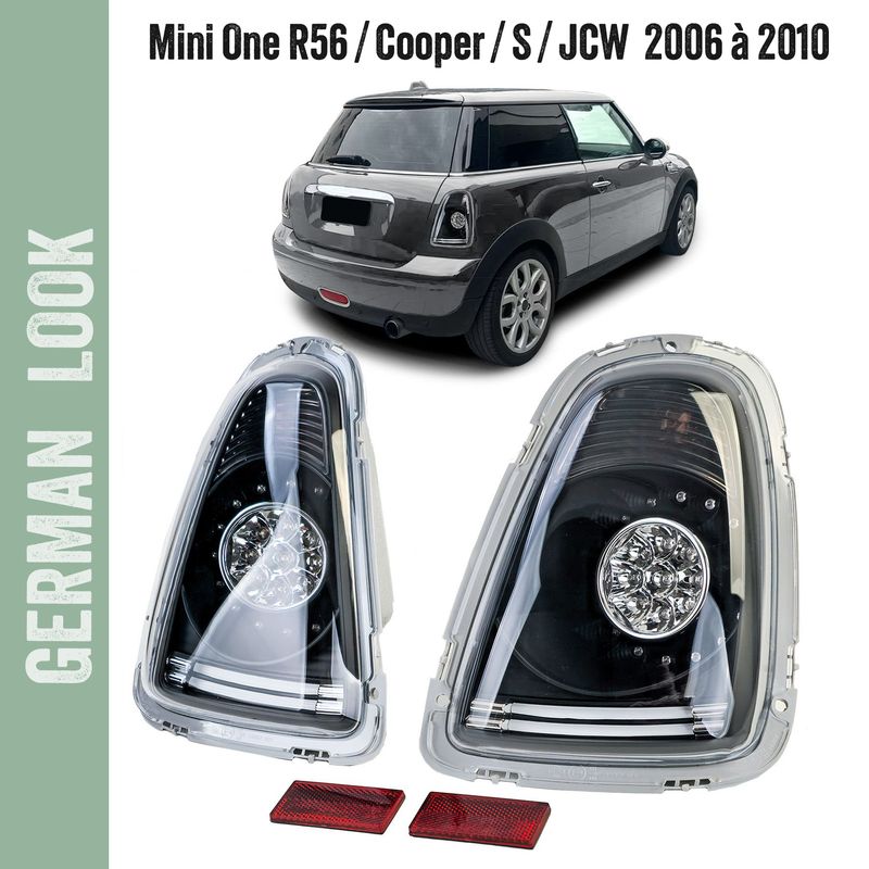 Feux arrière à LED en verre transparent noir pour Mini One Cooper R56 2006-2010