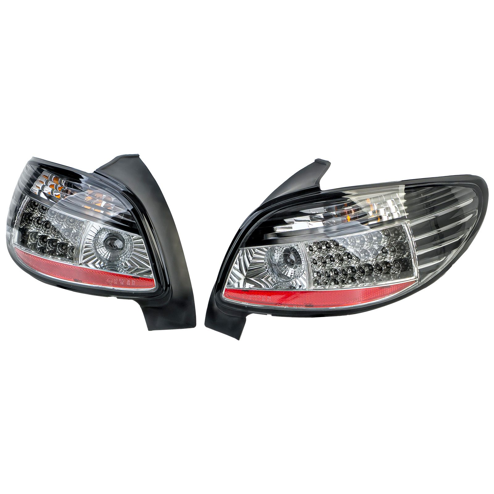 Feux arrière à LED verre transparent noir pour Peugeot 206 berline 3 et 5 portes (1998-2009)