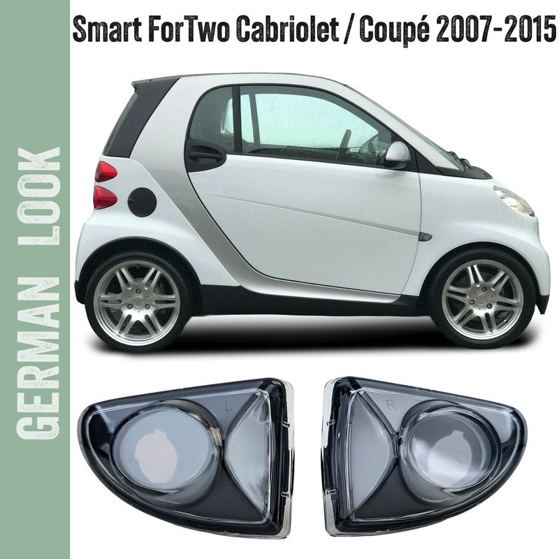 Clignotants latéraux en verre transparent noir pour Smart ForTwo Cabrio Coupé 451 2007-2015