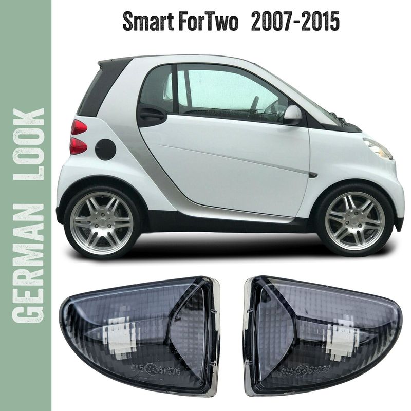 Clignotants latéraux fumés noirs pour Smart ForTwo Cabrio Coupé 451 2007-2015