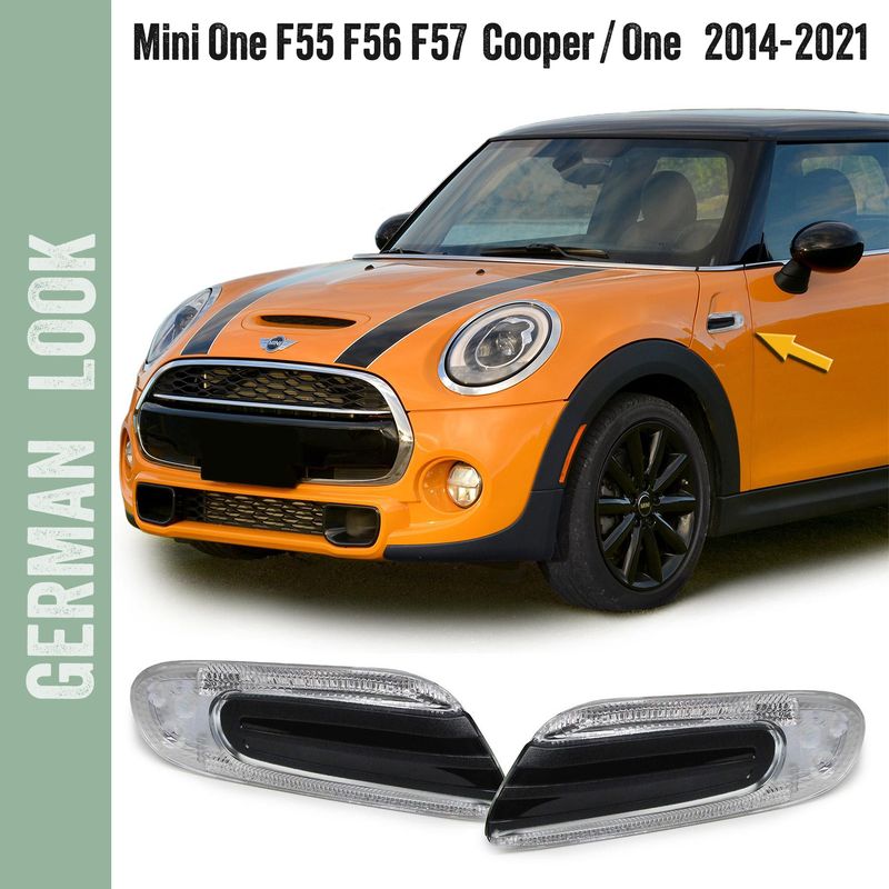 Clignotants latéraux à LED verre avec contour noirpour Mini One Cooper S F55 F56 F57 2014-2021
