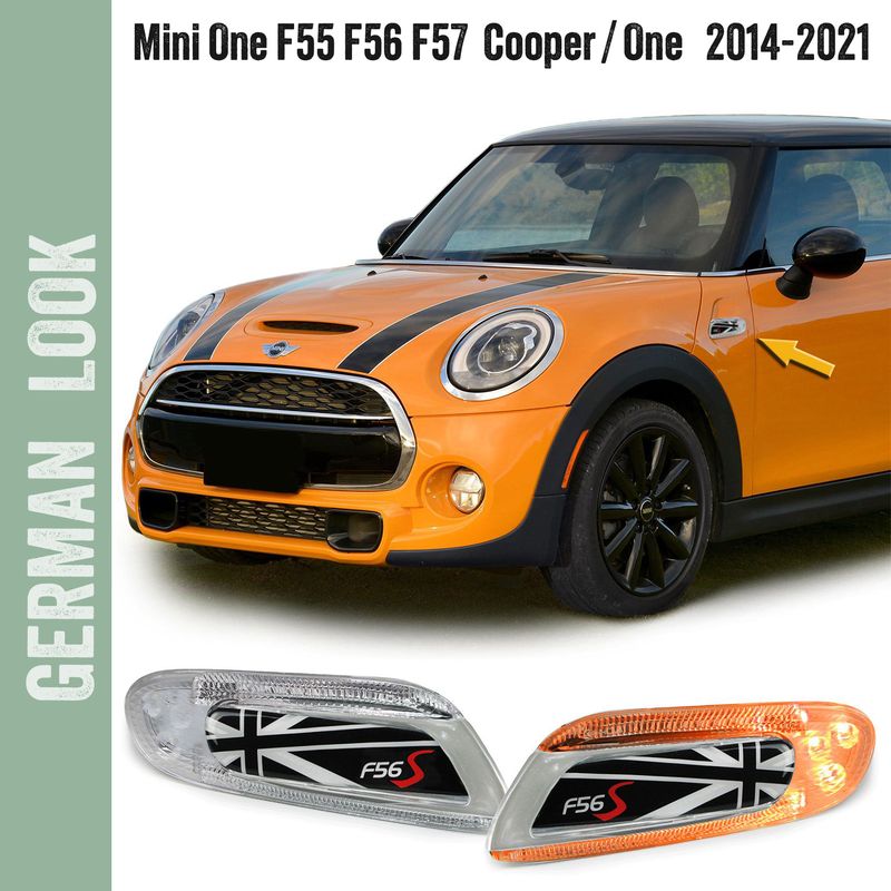 Clignotants latéraux à LED noirs avec drapeau UK pour Mini One Cooper S F55 F56 F57 2014-2021