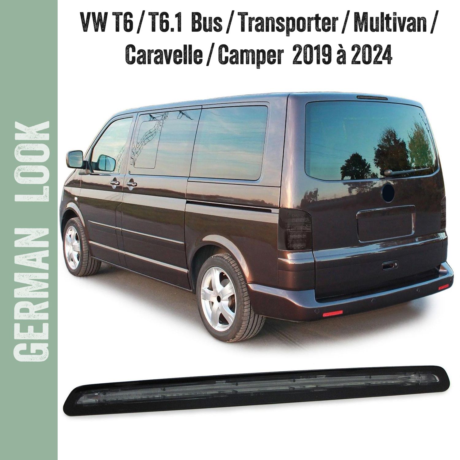 Troisième feu stop à LED noir pour VW Bus T6 T6.1 avec hayon 2015-2024