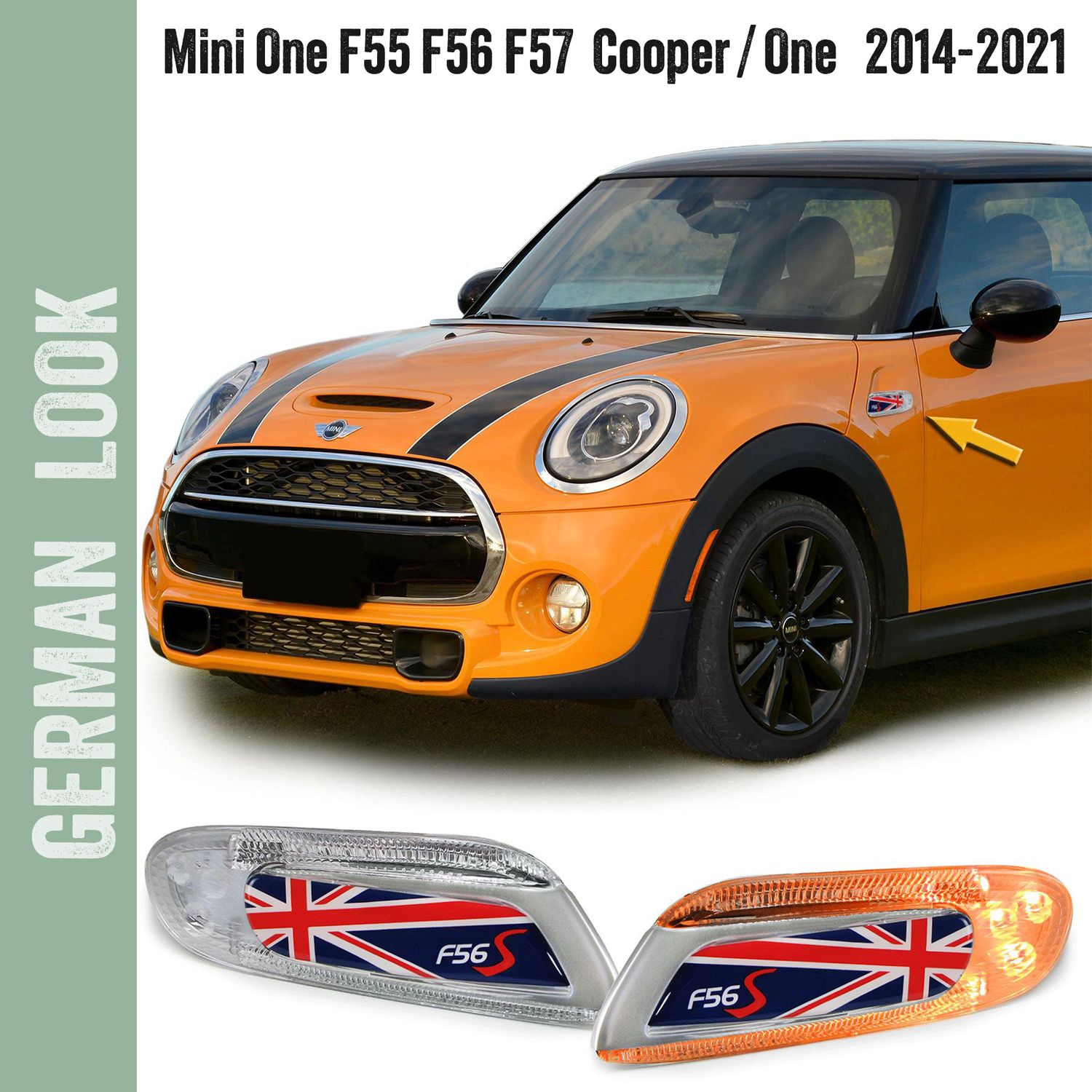 Indicadores / Piscas LED com a bandeira UK vermelha e azul para Mini One Cooper S F55 F56 F57 2014-2021
