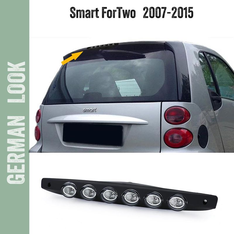 Troisième feu stop à LED verre transparent noir pour Smart ForTwo Cabrio Coupé 451 07-15