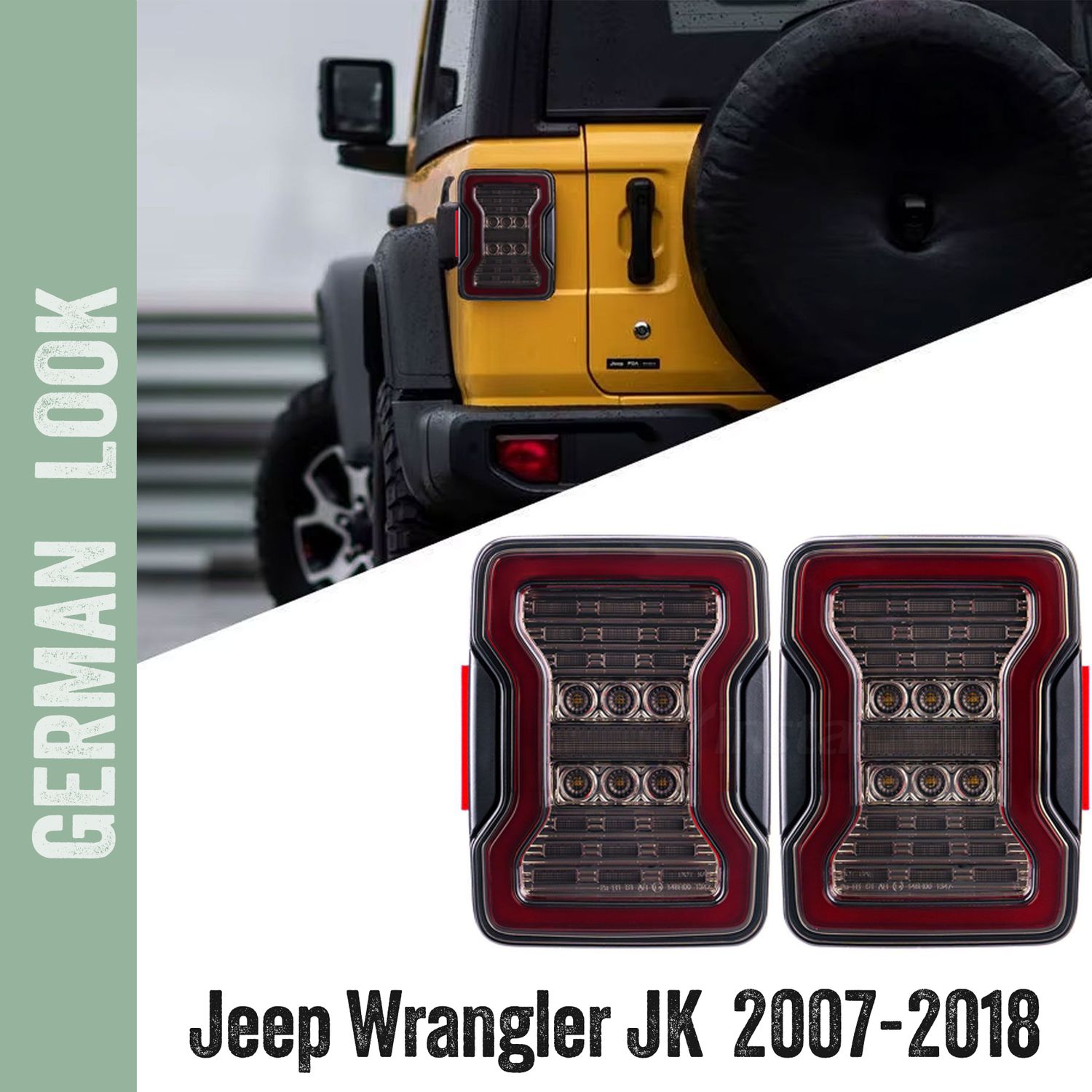Feux arrière à LED fumés noirs pour Jeep Wrangler JK 2007-2018