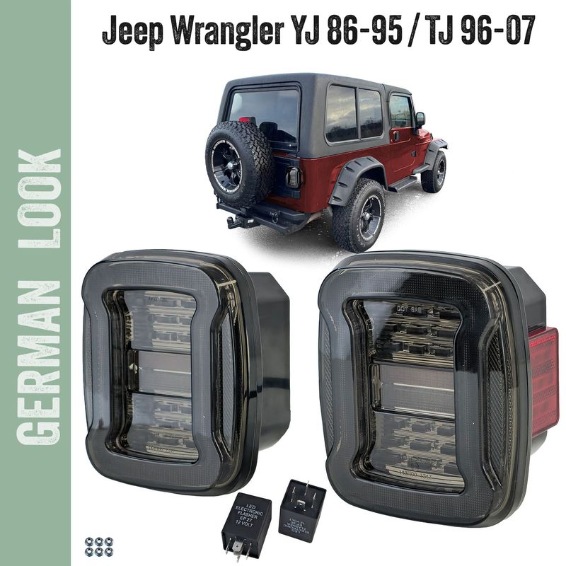 Feux arrière à LED fumés noirs pour Jeep Wrangler CJ YJ TJ 1986-2007