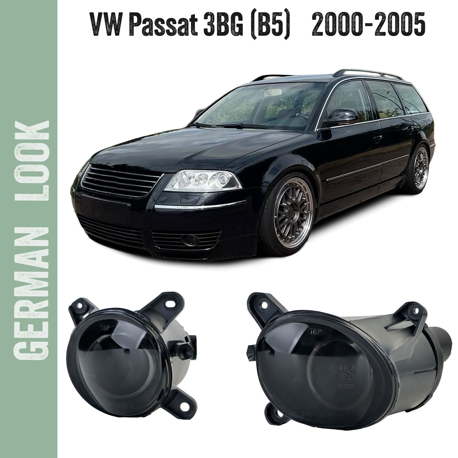 Phares antibrouillard teinte fumée noire pour VW Passat B5 3BG 2000-2005