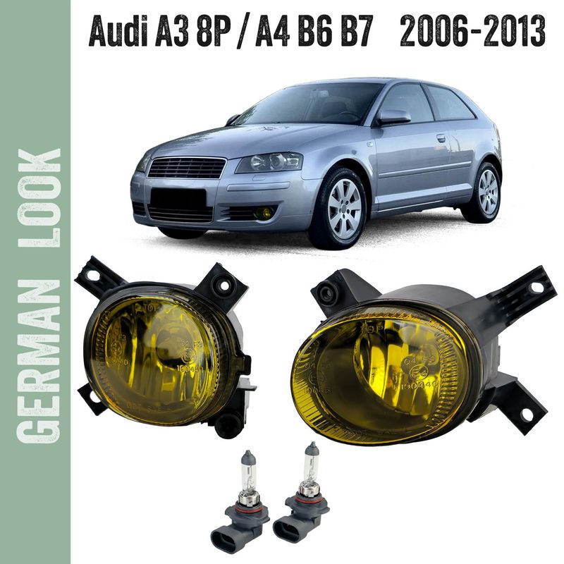 Jeu de phares antibrouillard en verre transparent jaunes pour Audi A3 8P1 8P7 A4 B7 8E B6 8H