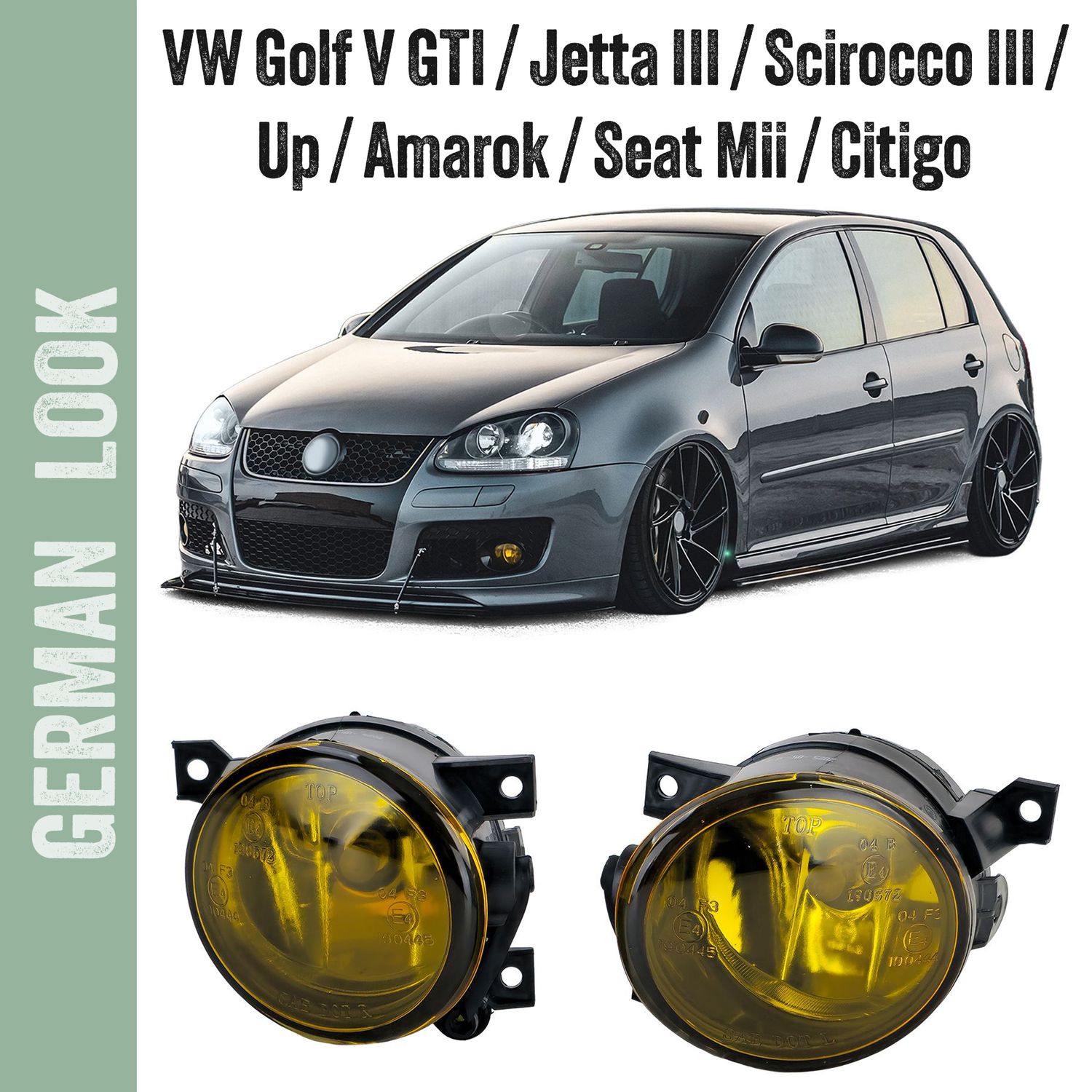 Jeu de phares antibrouillard en verre jaunes pour VW Golf 5 GTI, Scirocco, Amarok, Up