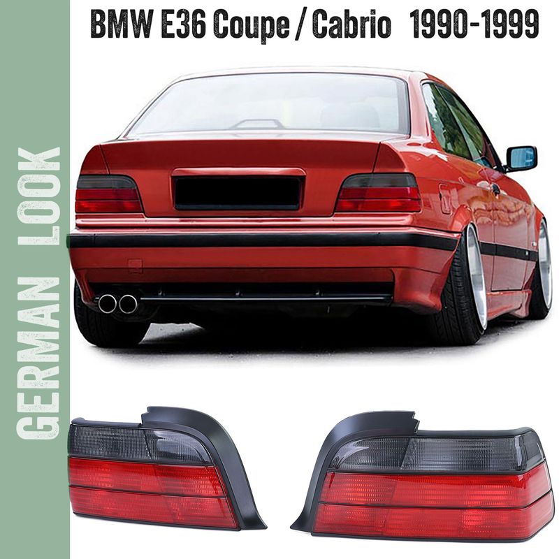 Paire de feux arrière rouge noir pour BMW Série 3 E36 Coupé Cabriolet 1990 - 1999
