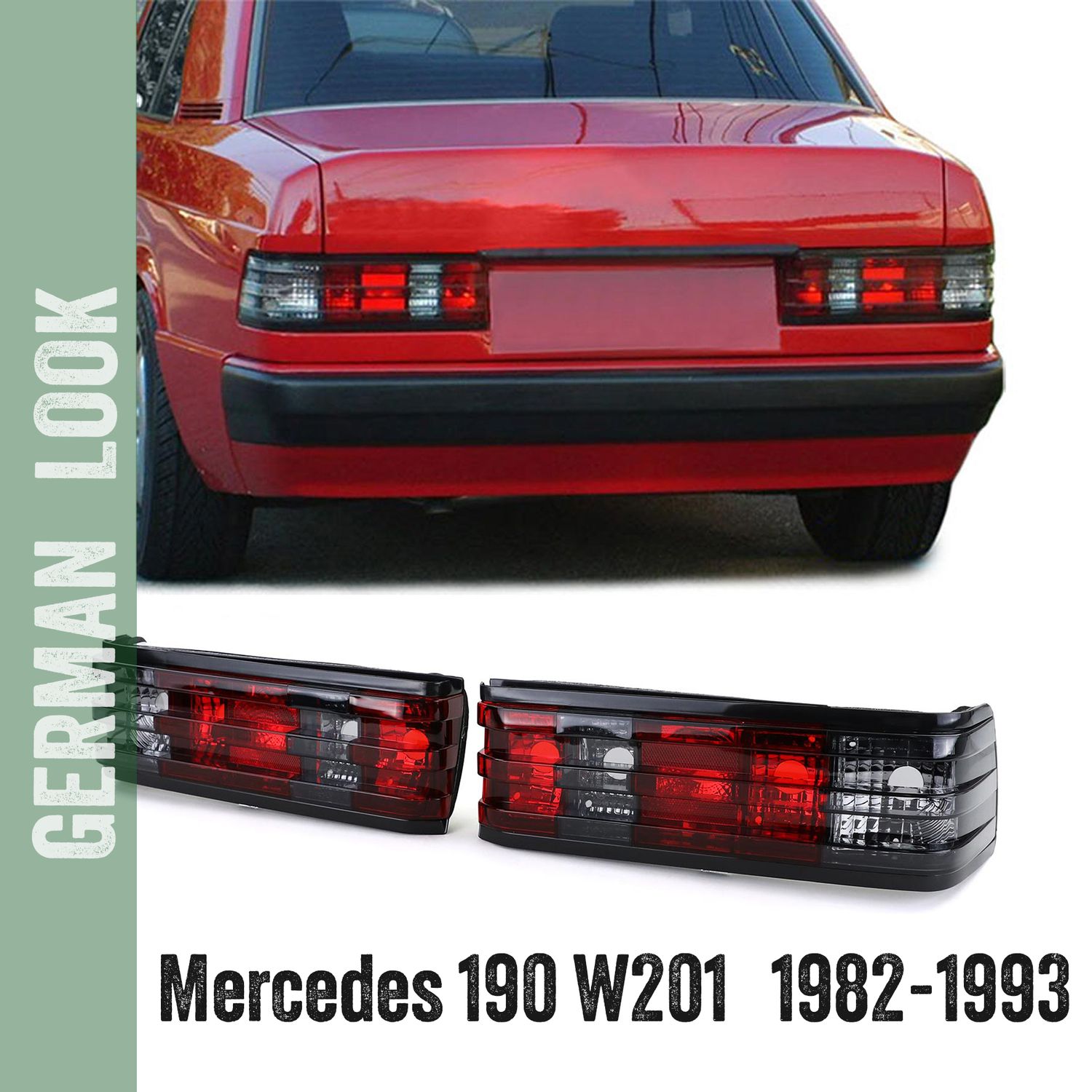 Farolins / farois traseiros vermelhos e pretos para Mercedes 190 W201 1982-1993