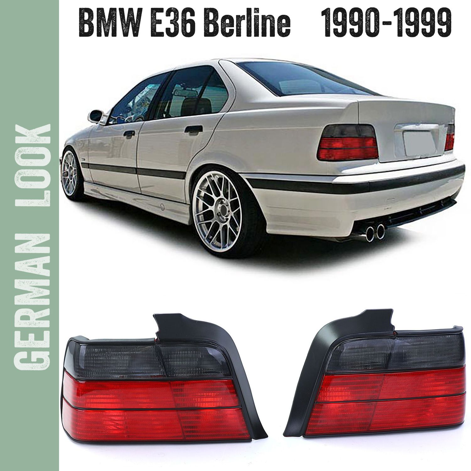 Farolins / farois traseiros pretos e vermelhos para BMW Série 3 E36 Sedan 1990-1999 Farolins / farois traseiros pretos e vermelhos para BMW Série 3 E36 Sedan 1990-1999