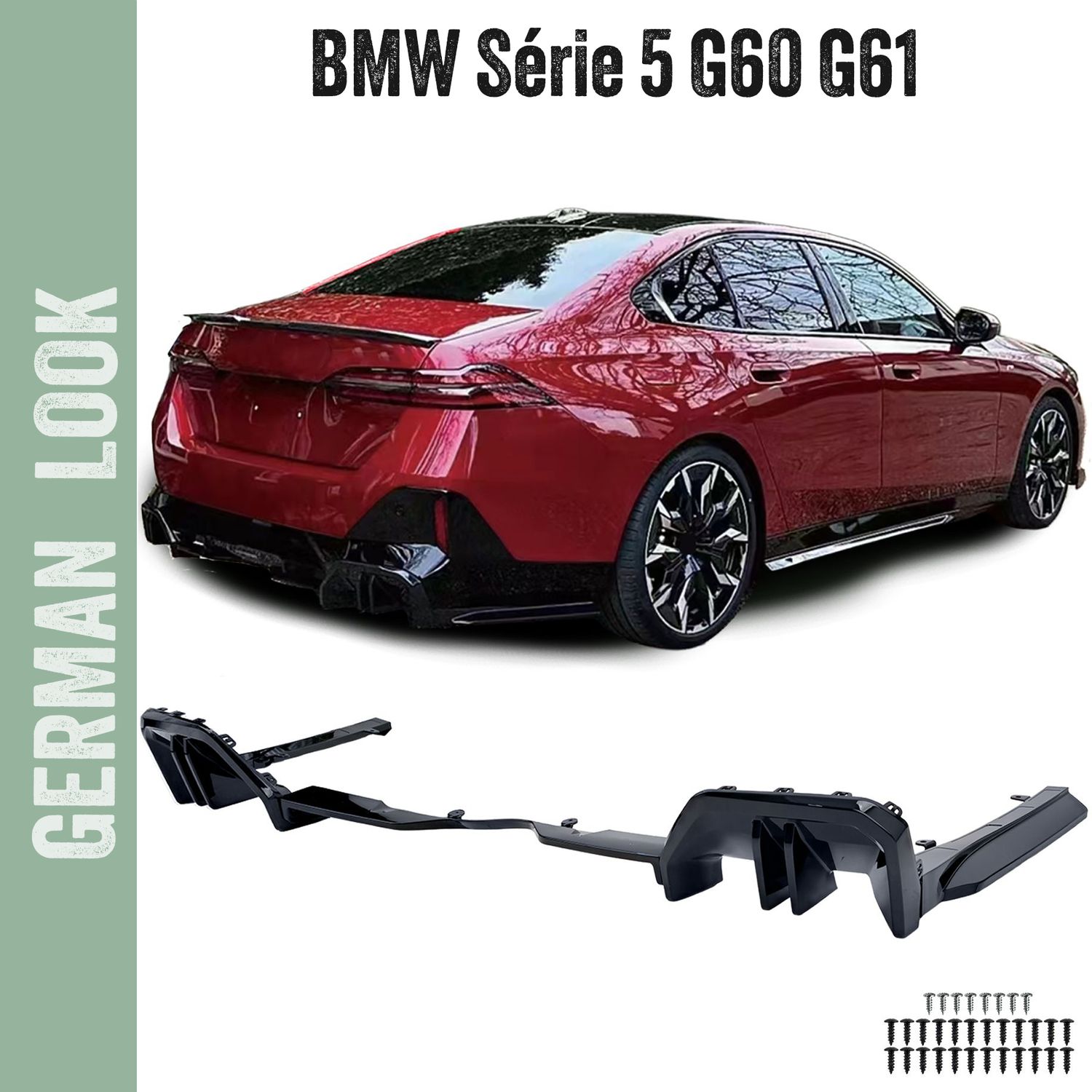 Diffuseur arrière performance noir brillant pour BMW Série 5 G60 G61 + i5 à partir de 2023