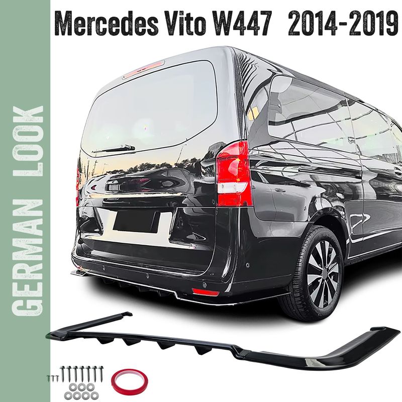 Diffuseur arrière noir brillant pour Mercedes Vito W447 2014-2019