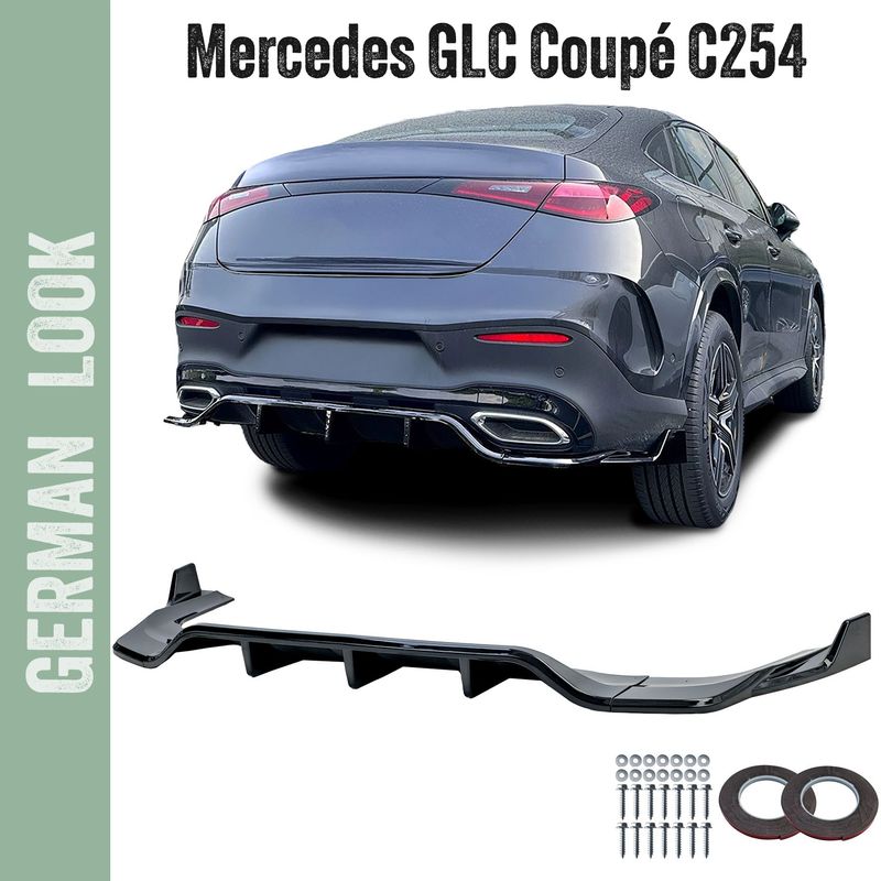 Diffuseur arrière noir brillant pour Mercedes GLC Coupé C254 à partir de 2022