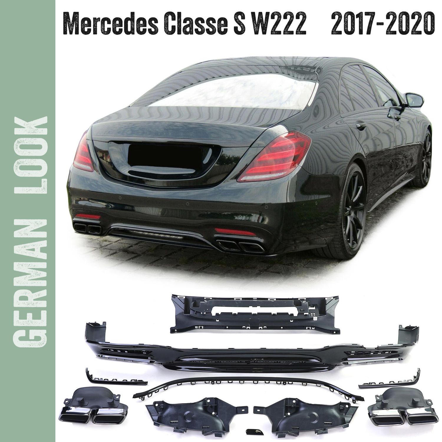 Difusor de para-choques traseiro com look AMG para Mercedes Classe S W222 2017-2020 Difusor de para-choques traseiro com look AMG para Mercedes Classe S W222 2017-2020