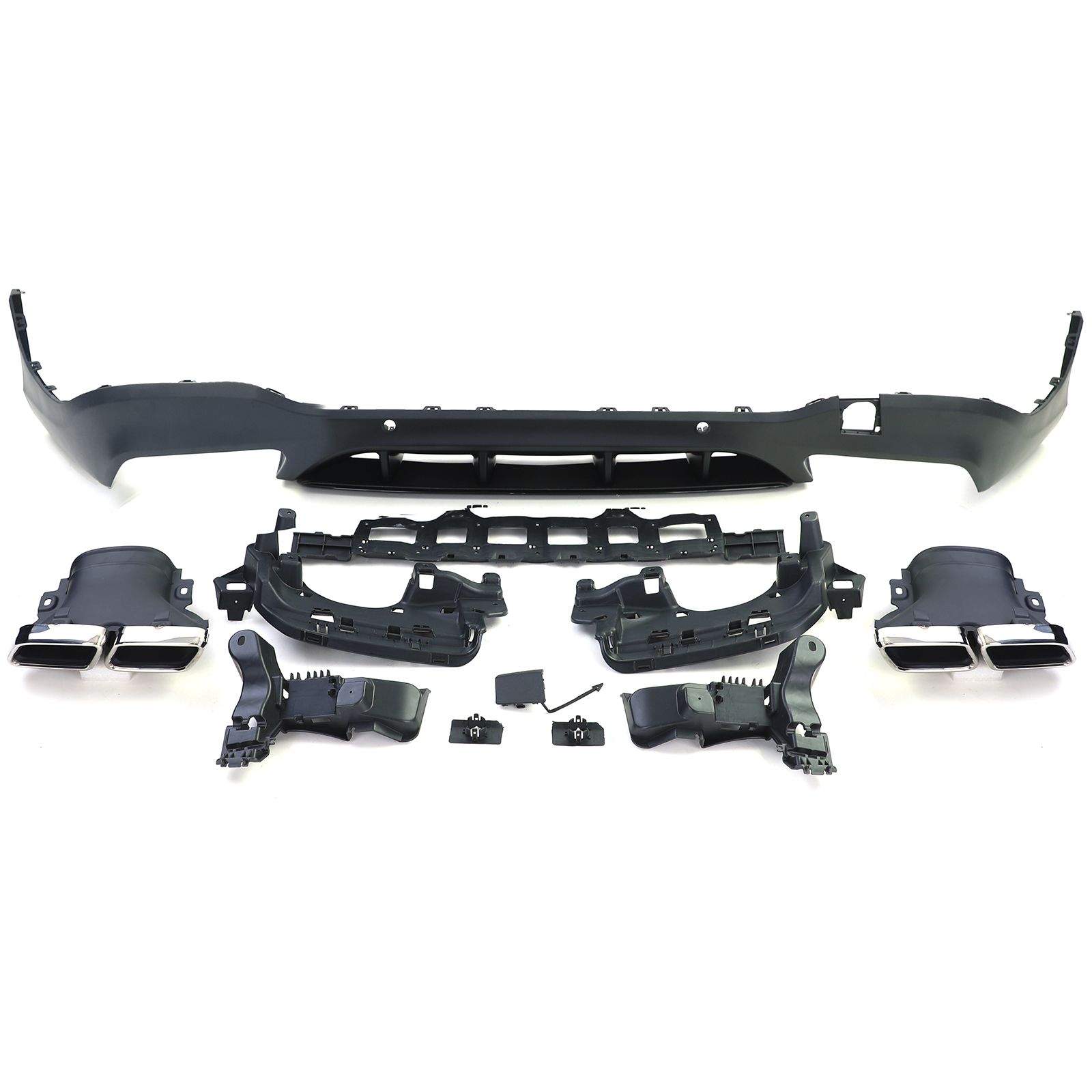 Diffuseur arrière sport avec sorties d'échappement chromées pour Mercedes GLC X253 SUV 15-19