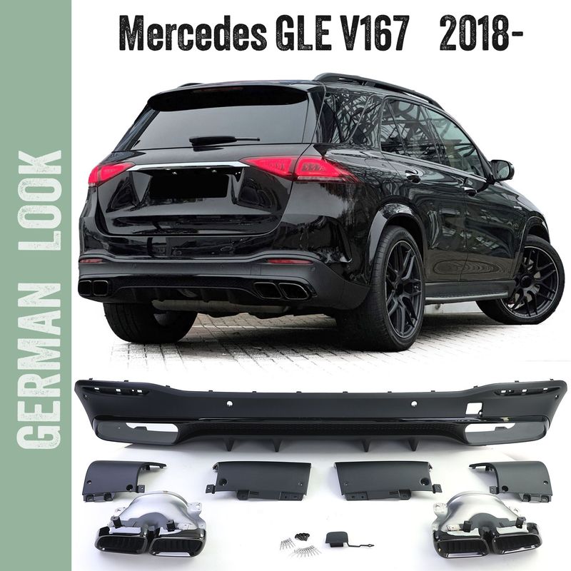 Diffuseur arrière sport avec sorties d'échappement noir pour Mercedes GLE V167 à partir de 2018