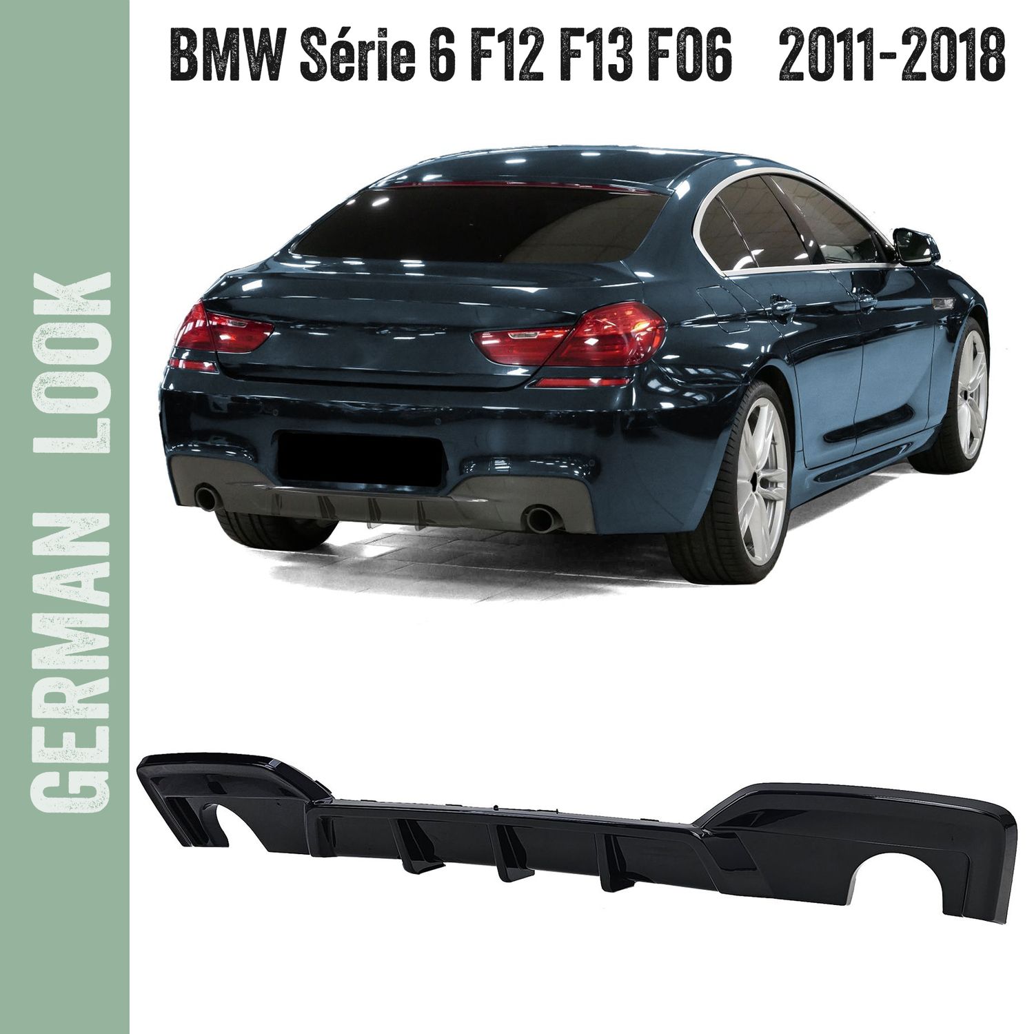 Difusor traseiro Performance preto brilhante para BMW Série 6 F12 F13 F06 640d 640i