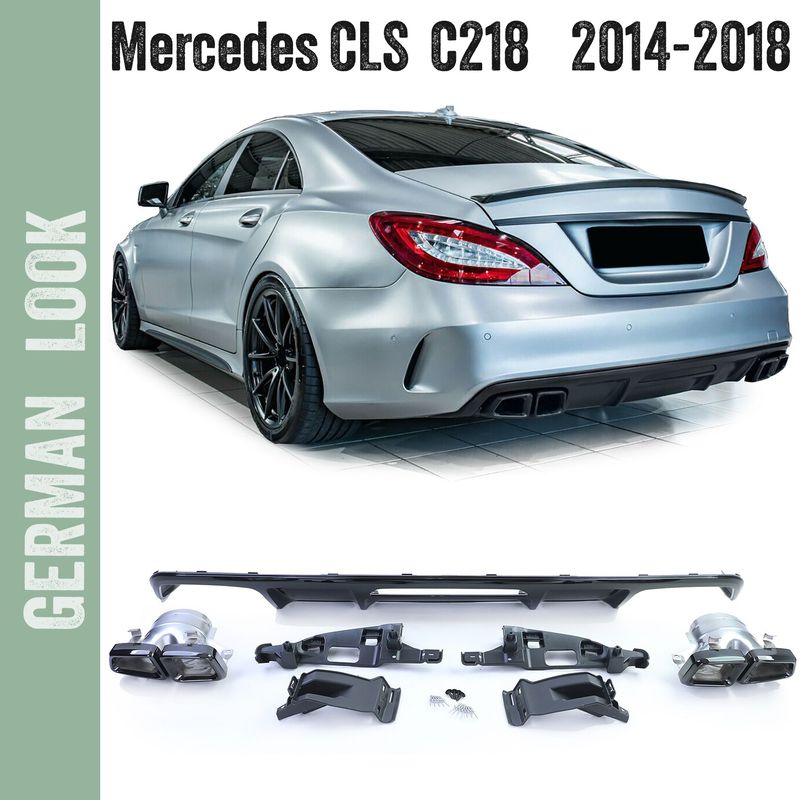 Diffuseur arrière AMG avec sorties d'échappement noir pour Mercedes CLS C218 Facelift 14-18