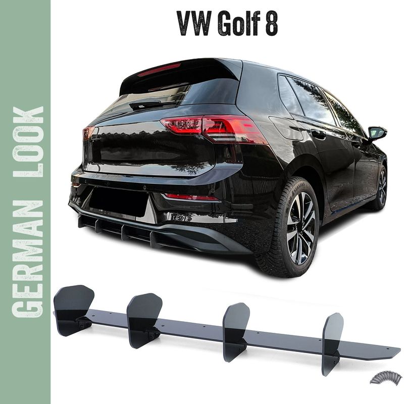 Difusor Performance preto brilhante para VW Golf 8 Hatchback a partir de 2020