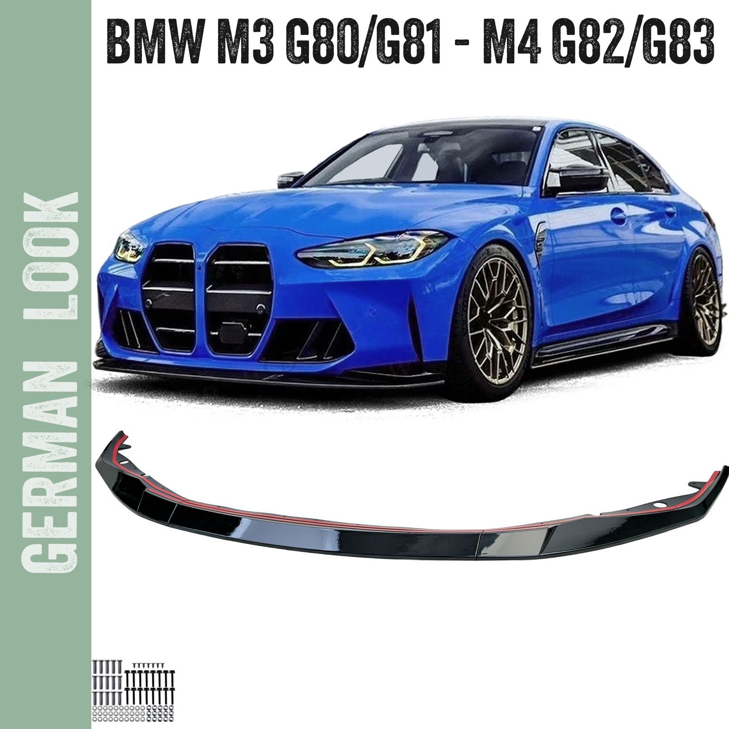 Lame / spoiler avant Performance noir brillant pour BMW M3 G80 G81 M4 G82 G83 à partir de 2021