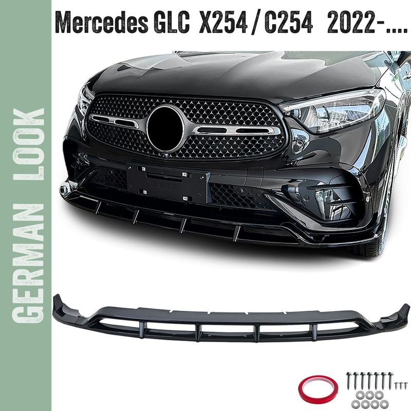 Spoiler dianteiro em preto brilhante para Mercedes GLC X254 C524 a partir de 2023