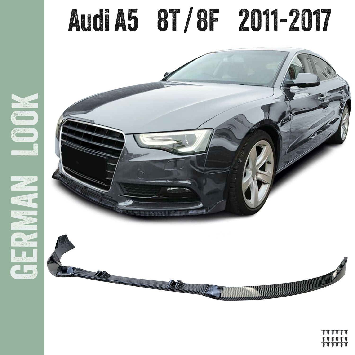 Lame de pare-chocs avant imitation carbone pour Audi A5 8T 8F 2011-2017