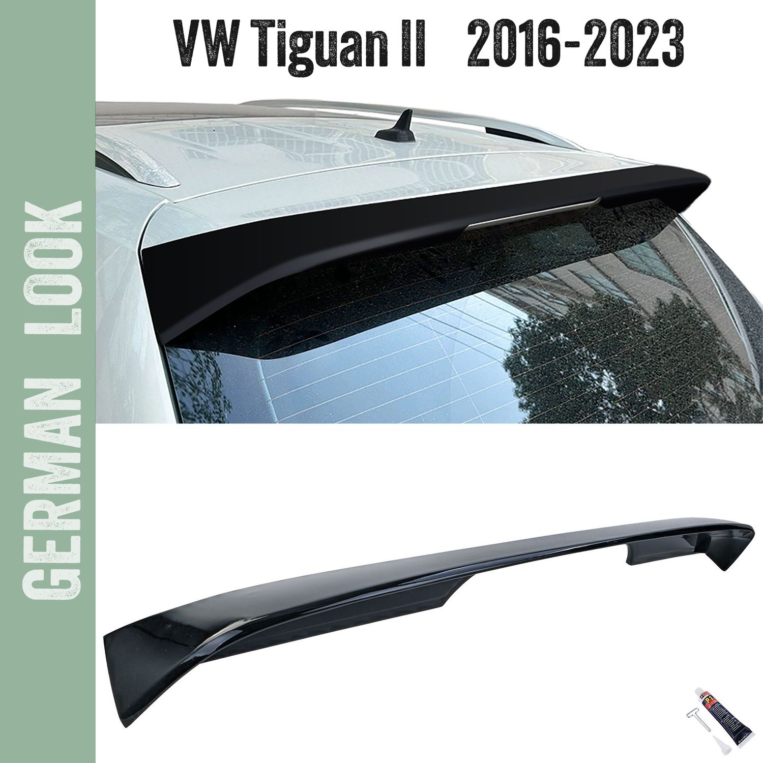 Aileron / Becquet de toit noir brillant pour VW Tiguan II AD1 2016-2023