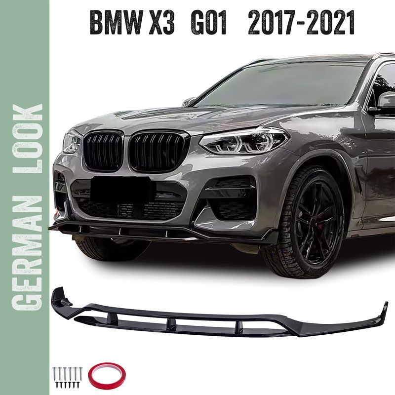 Lame /  Spoiler avant Performance noir brillant pour BMW X3 G01 2017-2021