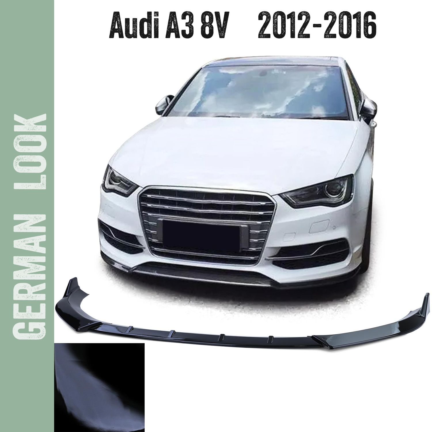 Lame de Pare-chocs avant noir brillant pour Audi A3 8V 2012-2016 Lame de Pare-chocs avant noir brillant pour Audi A3 8V 2012-2016