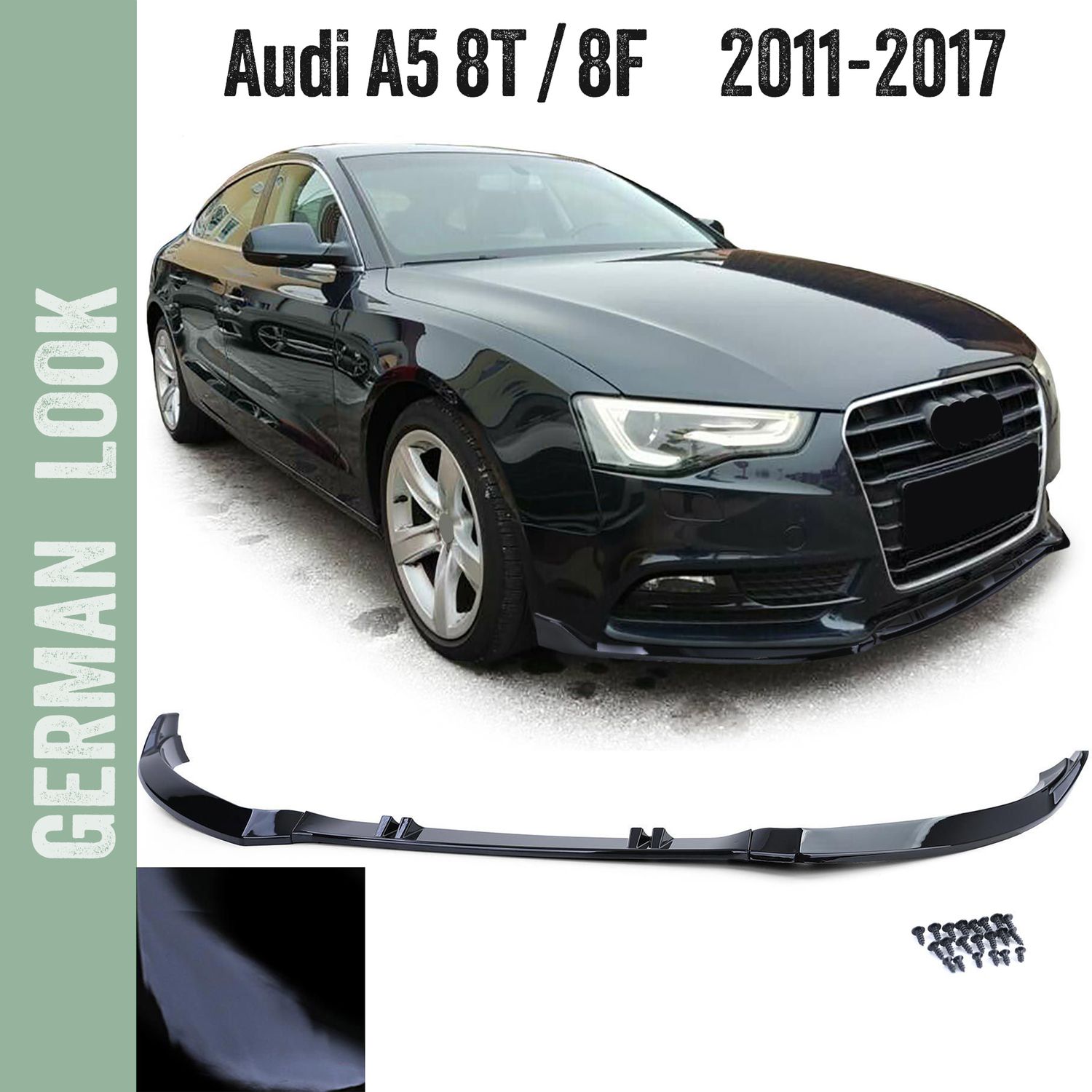 Lâmina de para-choques para Audi A5 8T 8F 2011-2017 - Preto brilhante Lâmina de para-choques para Audi A5 8T 8F 2011-2017 - Preto brilhante