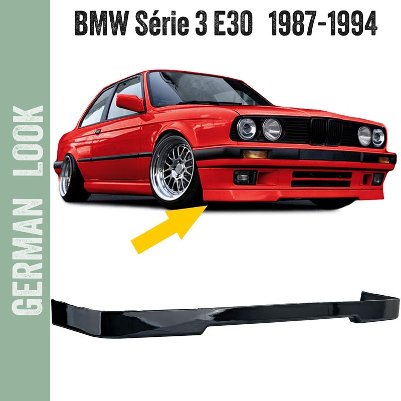 Lame de pare-chocs avant spoiler inférieur noir brillant pour BMW Série 3 E30 1987-1994
