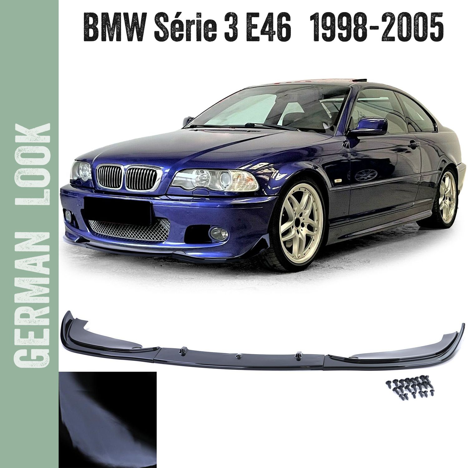 Spoiler dianteiro desportivo / lâmina preta brilhante para BMW Série 3 E46 Coupé Cabriolet 98-05 Spoiler dianteiro desportivo / lâmina preta brilhante para BMW Série 3 E46 Coupé Cabriolet 98-05