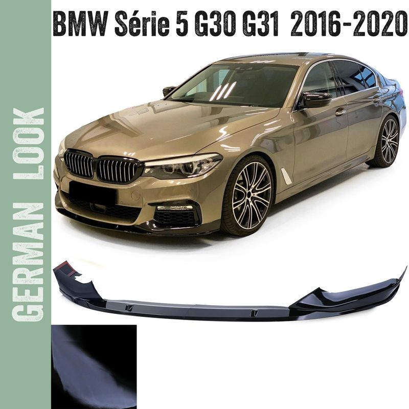 Lame de pare choc avant pour BMW Série 5 G30 G31 à partir de 2016 - Noir Brillant