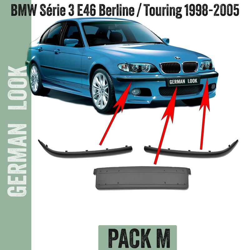 Baguettes de pare-chocs avant pour BMW Série 3 E46 Berline et Touring Pack M M2