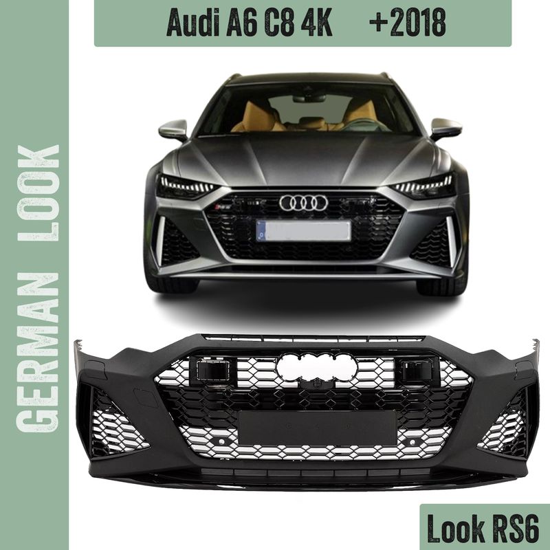 Pare-chocs avant pour Audi A6 C8 4K après 2018 look RS6 + calandre noir brillant