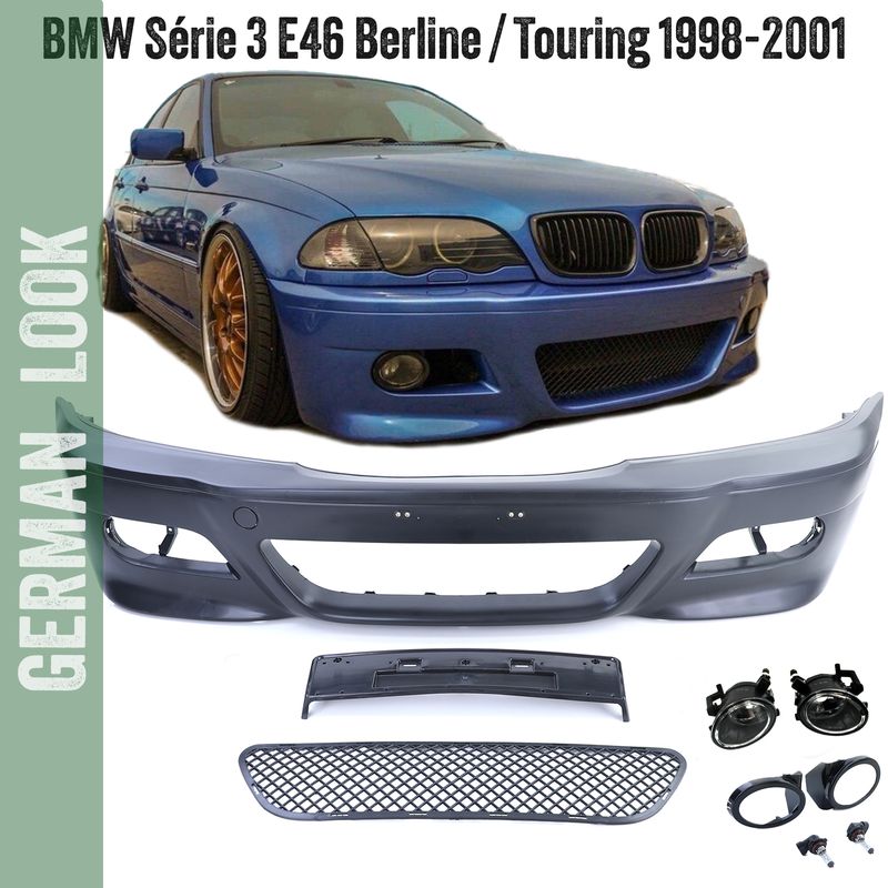 Pare-chocs avant pour BMW Série 3 E46 M3 Berline Touring + Antibrouillards blanc