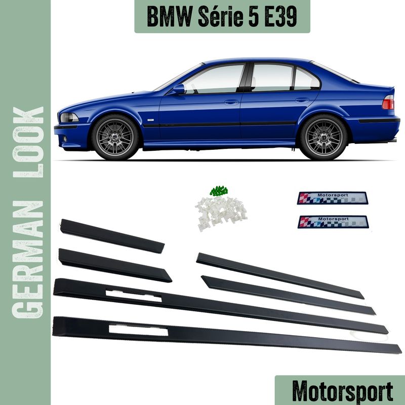 Baguettes de porte et d’aile Pack-M pour BMW Série 5 E39 (1995-2003) – Kit 6 pièces noir mat