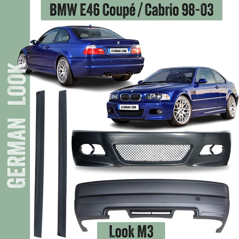 Kit carrosserie Look M3 BMW Série 3 E46 Coupé & Cabriolet (1998-2003) – Bodykit ABS Complet Compatible OEM