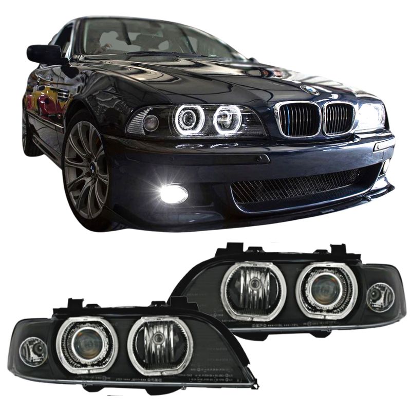 Par de Faróis Angel Eyes Led para BMW Série 5 E39 2000-2004