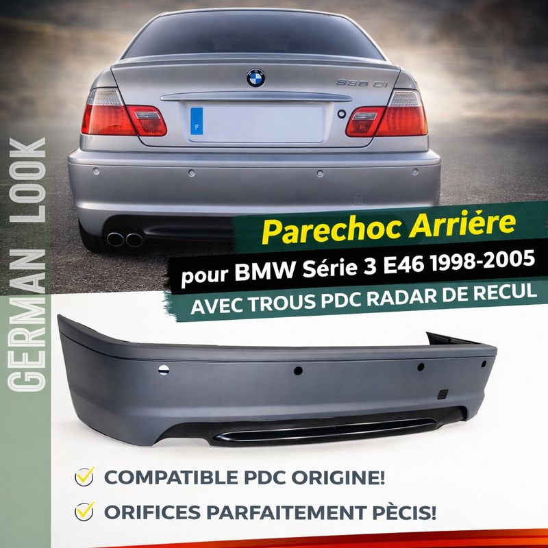 Pare-chocs arrière BMW Série 3 E46 Look Pack M M2 – Coupé & Cabriolet 1998-2005 ABS compatible OEM