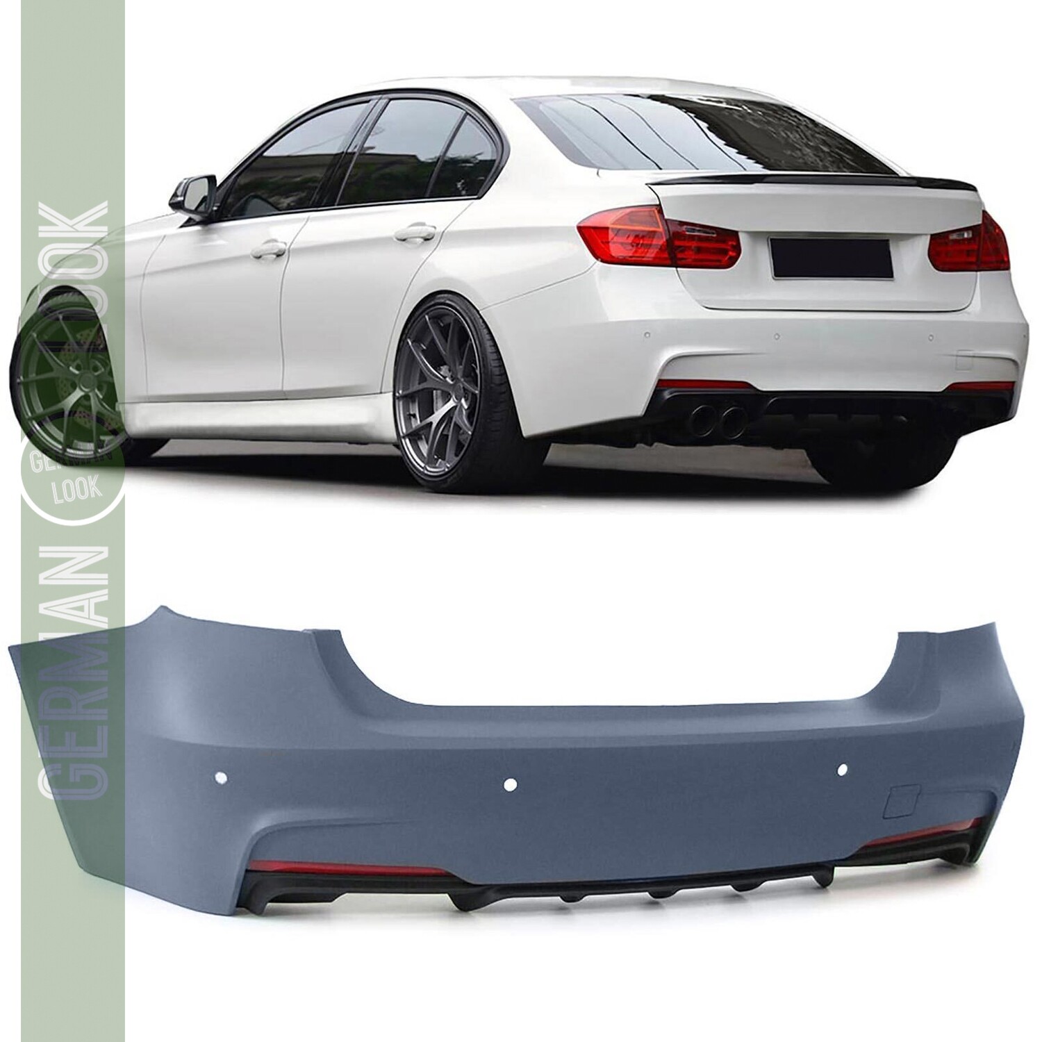 Pare-Chocs Arrière Pack M Performance + Diffuseur BMW Série 3 F30 Berline 2011-2019 Pare-Chocs Arrière Pack M Performance + Diffuseur BMW Série 3 F30 Berline 2011-2019