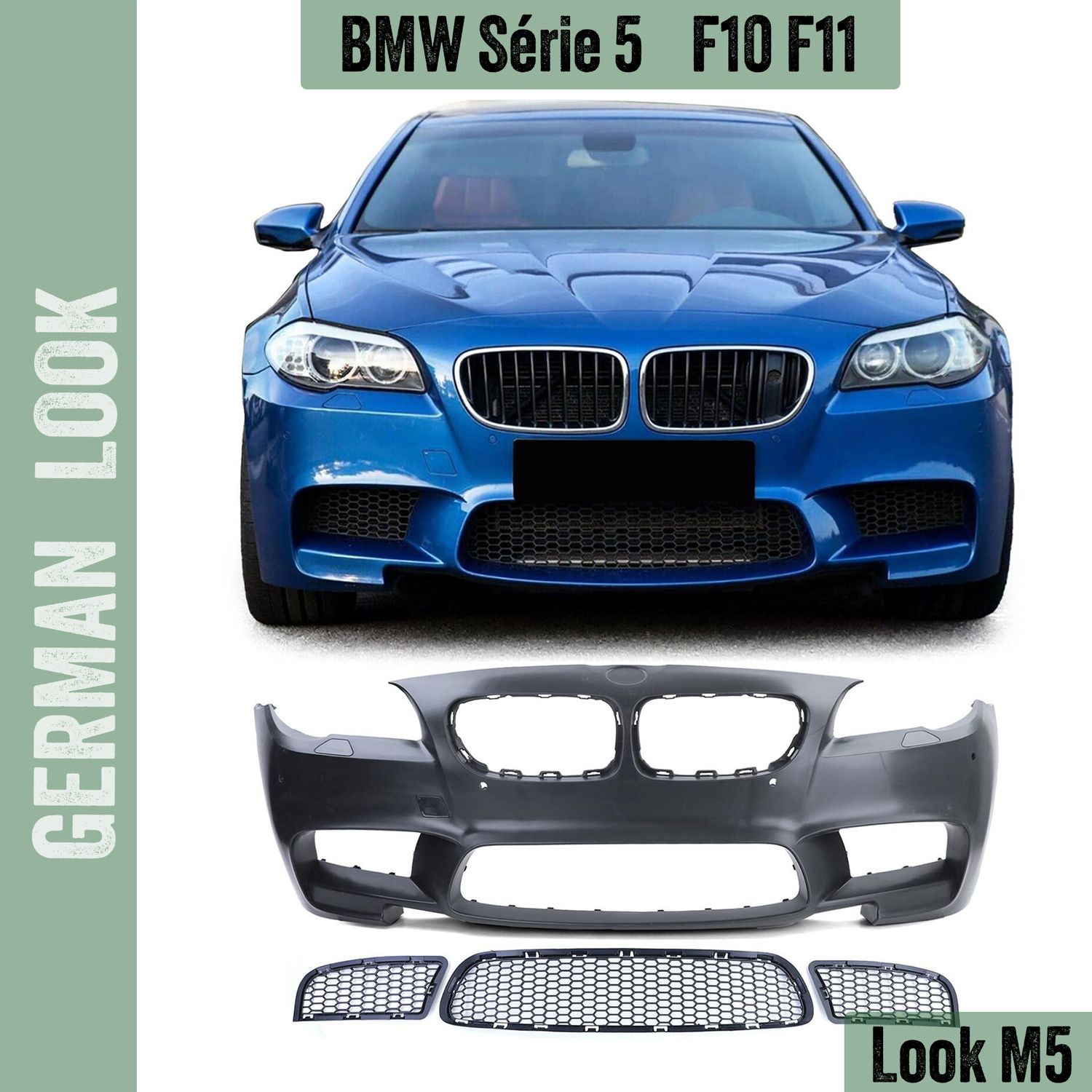 Pare-chocs avant BMW Série 5 F10 F11 Look M5 Performance Pack M ABS PDC