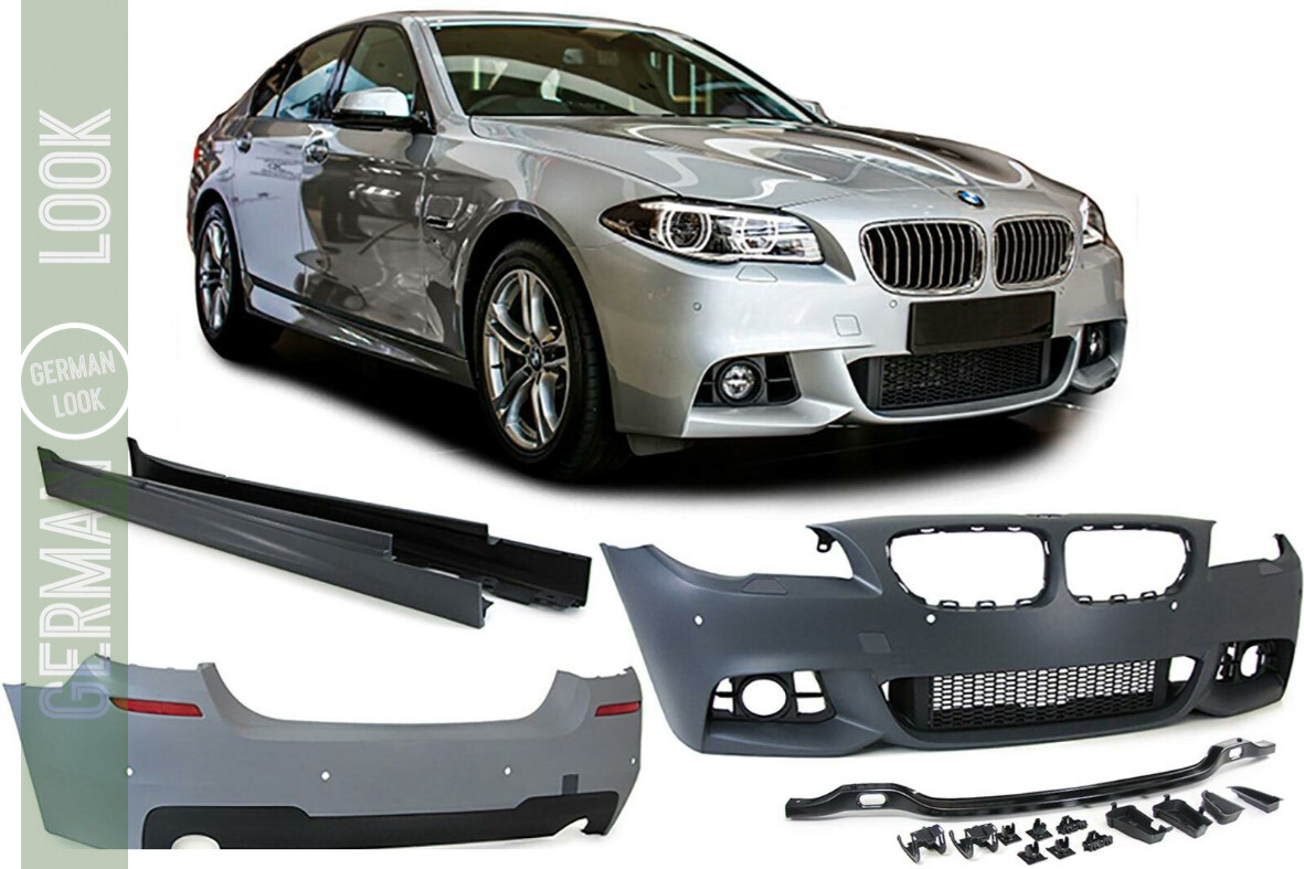 Kit de carrosserie complet pour BMW Série 5 LCI F10 2013-2017 style Pack M / Performance avec emplacements PDC 2 sorties d’échappement style 35I / 35D Kit de carrosserie complet pour BMW 5 LCI F10 2013-2017 style Pack M / avec emplacements PDC 2 sort…