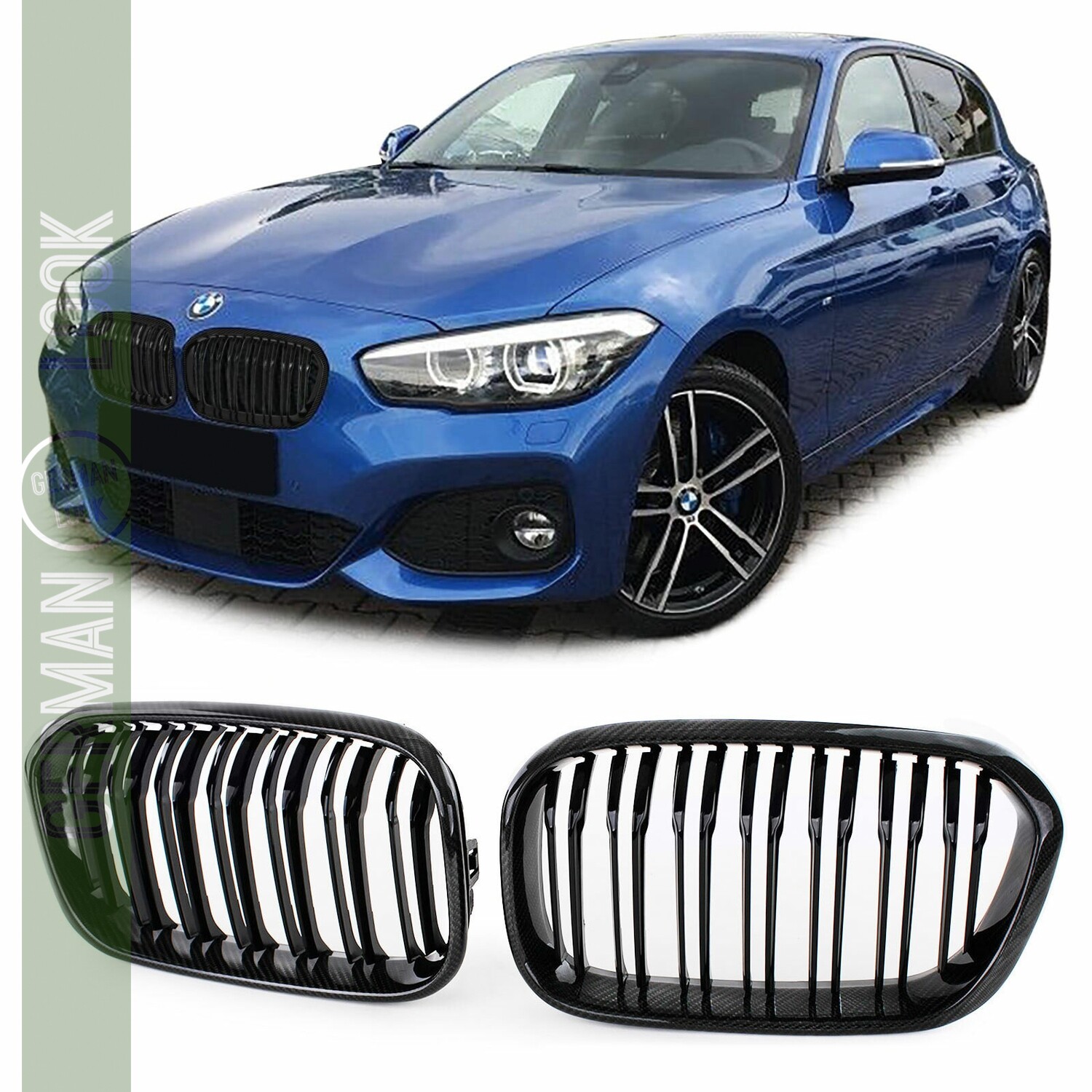 Calandre double lame carbone BMW Série 1 F20 F21 LCI Look M Performance